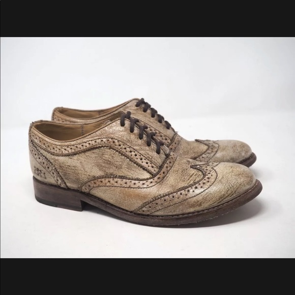 Bed Stu Shoes Almond Toe Wingtip Oxfords Leather
